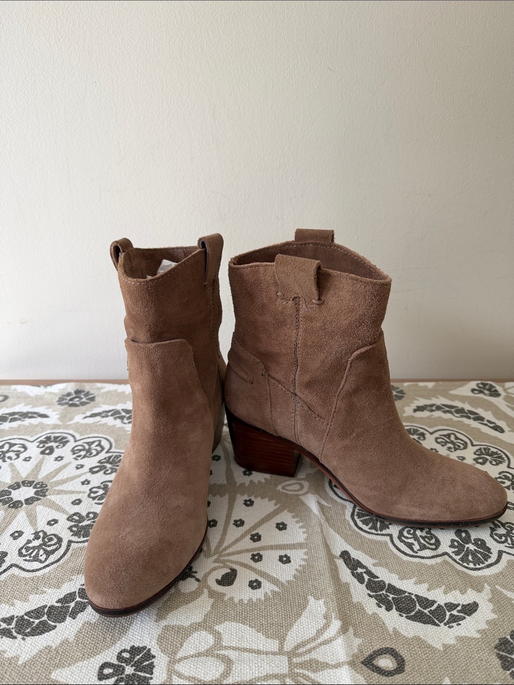 Vince Camuto Suede Ankle Booties in Tan Shade